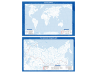 Фрагмент (демонстрационный) маркерный (двухсторонний) "Карта мира и Российской Федерации" (немая) с комплектом тематических магнитов - fgospostavki.ru - Хабаровск