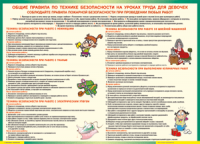 Таблица "Правила безопасности на уроках труда для девочек" (100х140 сантиметров, винил) - fgospostavki.ru - Хабаровск