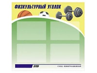 Стенд информационный "Физкультурный уголок" (80х75 сантиметров, 4 кармана, алюминиевый профиль) - fgospostavki.ru - Хабаровск