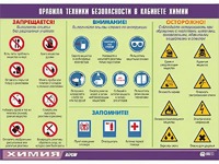 Таблица демонстрационная "Правила техники безопасности в кабинете химии" (винил 70х100) - fgospostavki.ru - Хабаровск