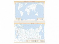 Фрагмент (демонстрационный) маркерный (двухсторонний) "Карта мира и Российской Федерации" (немая) с комплектом тематических магнитов - fgospostavki.ru - Хабаровск