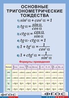 Таблица "Основные тригонометрические тождества. Формулы приведения" (винил) - fgospostavki.ru - Хабаровск