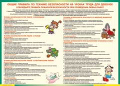 Таблица "Правила безопасности на уроках труда для девочек" (100х140 сантиметров, винил) - fgospostavki.ru - Хабаровск