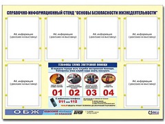 Стенд информационный "Основы безопасности жизнедеятельности" (80*110, 6 карманов) - fgospostavki.ru - Хабаровск