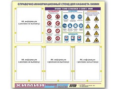 Стенд информационный "Правила техники безопасности в кабинете химии" (80х75, 4 кармана) - fgospostavki.ru - Хабаровск