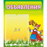 Стенд "Объявления" 0.39x0.46 - fgospostavki.ru - Хабаровск