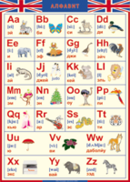 Таблица "Грамматика английского языка. Английский алфавит в картинках (с транскрипцией)" (100х140 сантиметров, винил) - fgospostavki.ru - Хабаровск