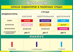 Таблица "Окраска индикаторов в различных средах" (100х140 сантиметров, винил) - fgospostavki.ru - Хабаровск