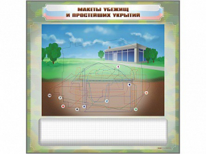 Магнитно-маркерная доска "Макеты убежищ и простейших укрытий" с комплектом фолий и тематических магнитов - fgospostavki.ru - Хабаровск