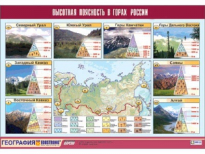 Таблица демонстрационная "Высотная поясность в горах России" (винил 70*100) - fgospostavki.ru - Хабаровск