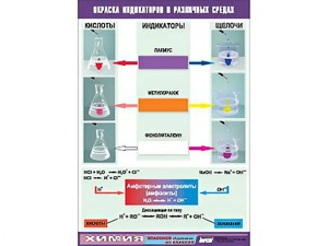 Таблица демонстрационная "Окраска индикаторов в различных средах" (винил 70x100) - fgospostavki.ru - Хабаровск