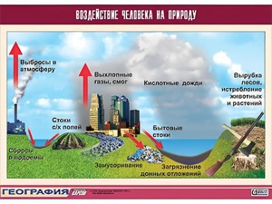 Таблица демонстрационная "Воздействие человека на природу" (винил 70*100) - fgospostavki.ru - Хабаровск