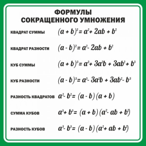 Стенд "Формулы сокращенного умножения" Вариант 2 - fgospostavki.ru - Хабаровск