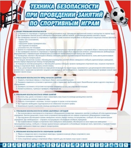Стенд "Техника безопасности занятий по спортивным играм" - fgospostavki.ru - Хабаровск