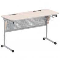 Стол ученический двухместный с перфорированной панелью, наклоном столешницы (0-24°) и корзиной - fgospostavki.ru - Хабаровск