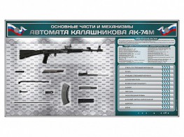Электрифицированный стенд "Основные части и механизмы автомата Калашникова АК-74М" с полноразмерными, оригинальными макетами деталей и механизмов под стеклом - fgospostavki.ru - Хабаровск