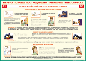 Таблица "Порядок действий при опасном кровотечении" (100х140 сантиметров, винил) - fgospostavki.ru - Хабаровск