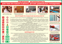Таблица "Действия при пожаре в школах, детских дошкольных учреждениях" (100х140 сантиметров, винил) - fgospostavki.ru - Хабаровск
