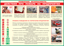 Таблица "Действия при пожаре на предприятии" (100х140 сантиметров, винил) - fgospostavki.ru - Хабаровск