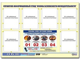 Стенд информационный "Основы безопасности жизнедеятельности" (80*110, 6 карманов) - fgospostavki.ru - Хабаровск