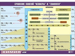 Таблица демонстрационная "Сравнение понятий изомер и гомолог" (винил 70x100) - fgospostavki.ru - Хабаровск