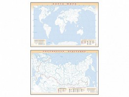 Фрагмент (демонстрационный) маркерный (двухсторонний) "Карта мира и Российской Федерации" (немая) с комплектом тематических магнитов - fgospostavki.ru - Хабаровск