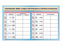 Фрагмент (демонстрационный) маркерный (двухсторонний) "Склонение имен существительных и прилагательных" - fgospostavki.ru - Хабаровск